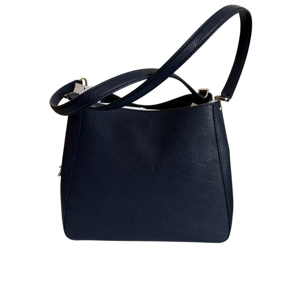 Kate Spade Leila Patchwork Suede Blue Medium Triple Compartment Shoulder Bag NWT - Picture 2 of 6